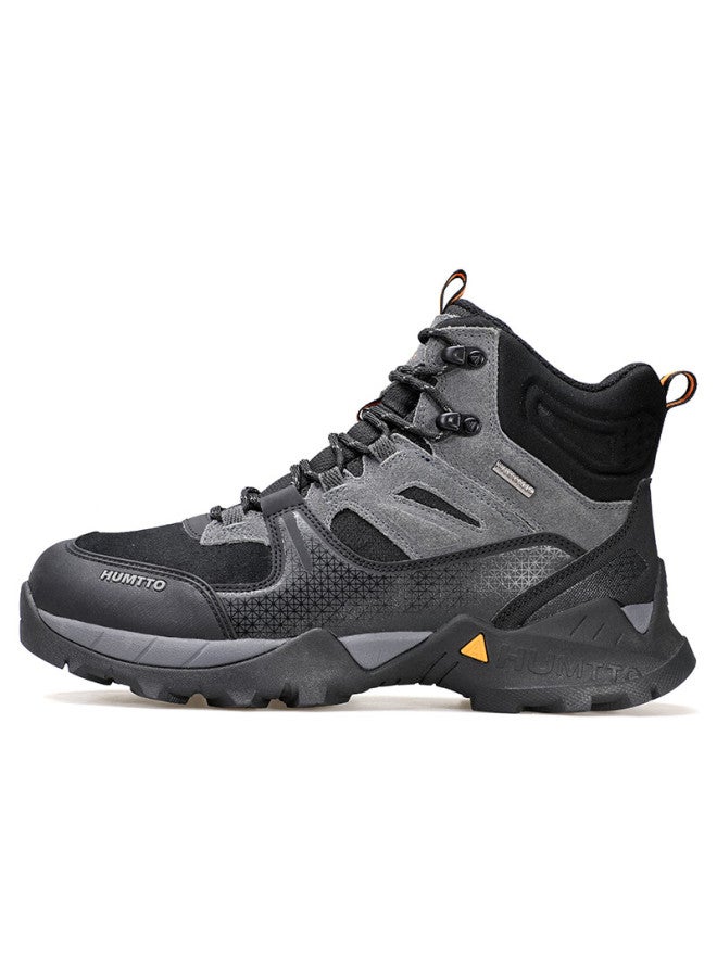 HUMTTO Humtto High-top Waterproof Shoes Men's Rainy Day Anti-slip Wear-resistant Hiking Shoes Outdoor Cross-country Climbing Shoes Black Size 45 - Image 2