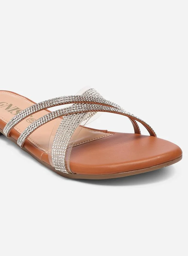 GNIST GNIST Embellished Strap Flat Sandals