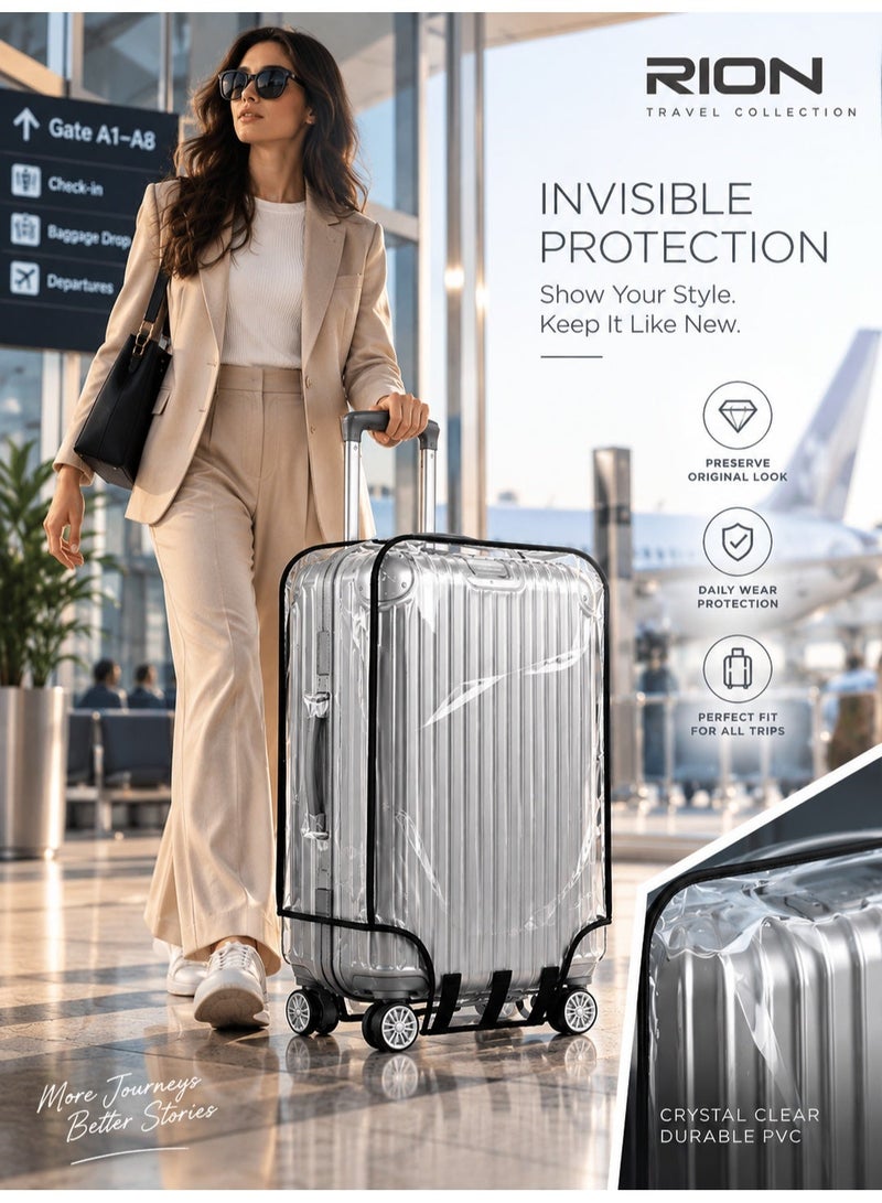 RION Transparent PVC Suitcase Cover - Waterproof and Scratch-Resistant Travel Protection - Image 2
