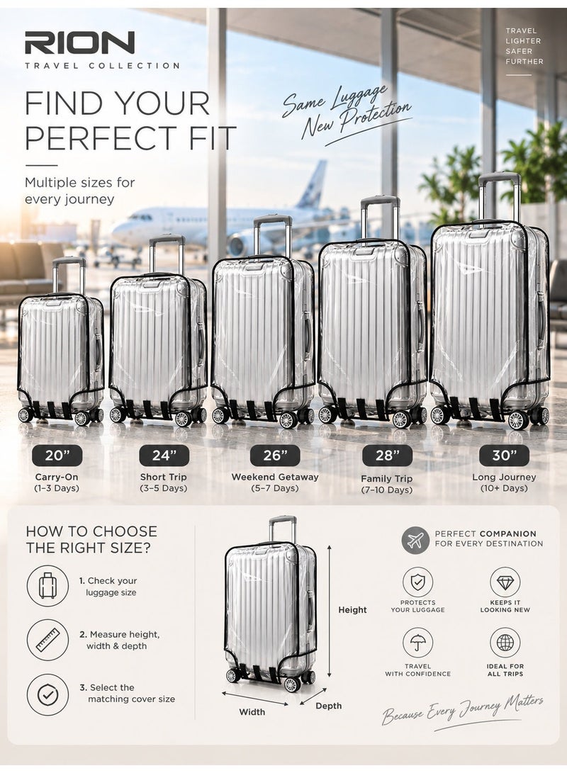 RION Transparent PVC Suitcase Cover - Waterproof and Scratch-Resistant Travel Protection - Image 3