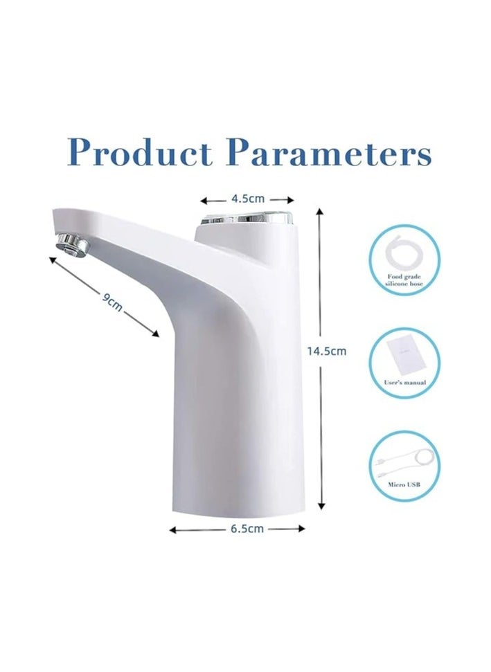ELTRAZONE Rechargeable USB Water Bottle Pump – Portable Electric Drinking Water Dispenser for Universal Gallon Bottles, Easy One-Touch Switch for Home, Kitchen & Office Use, Compact & Cordless Design, White Color, Convenient Hydration Anytime Anywhere  - Image 3