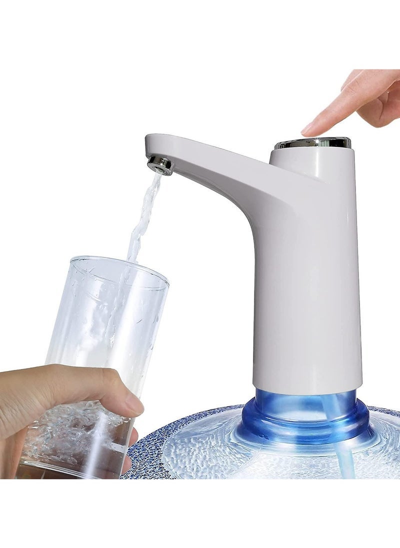 ELTRAZONE Rechargeable USB Water Bottle Pump – Portable Electric Drinking Water Dispenser for Universal Gallon Bottles, Easy One-Touch Switch for Home, Kitchen & Office Use, Compact & Cordless Design, White Color, Convenient Hydration Anytime Anywhere  - Image 1