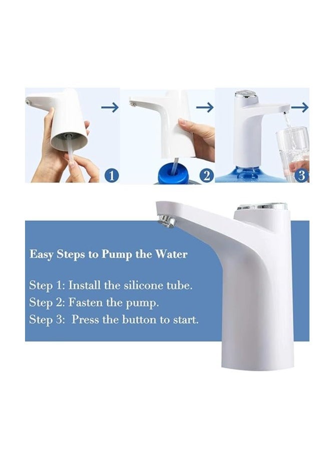 ELTRAZONE Rechargeable USB Water Bottle Pump – Portable Electric Drinking Water Dispenser for Universal Gallon Bottles, Easy One-Touch Switch for Home, Kitchen & Office Use, Compact & Cordless Design, White Color, Convenient Hydration Anytime Anywhere  - Image 2
