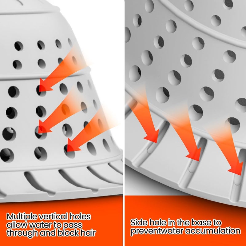 Nipoko Shower Drain Hair Catcher - Bathtub Drain Cover Foldable Silicone，Shower Drain Protector for Pop-Up and Regular Drains of Shower,Tub, Bathroom, Sink,Grey - Image 4
