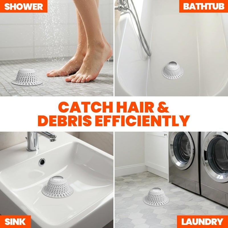 Nipoko Shower Drain Hair Catcher - Bathtub Drain Cover Foldable Silicone，Shower Drain Protector for Pop-Up and Regular Drains of Shower,Tub, Bathroom, Sink,Grey - Image 2