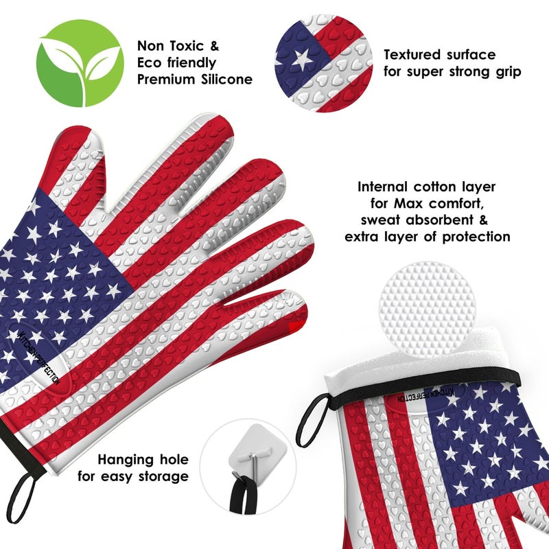 KITCHEN PERFECTION Silicone Smoker Oven Gloves -Extreme Heat Resistant BBQ Gloves -Handle Hot Food Right on Your Smoker Grill Fryer Pit|Waterproof Oven Mitts Grill Gloves |Superior Value Set+3 Bonuses - Image 4