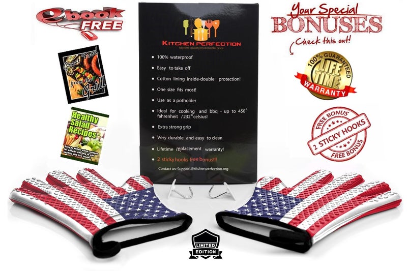 KITCHEN PERFECTION Silicone Smoker Oven Gloves -Extreme Heat Resistant BBQ Gloves -Handle Hot Food Right on Your Smoker Grill Fryer Pit|Waterproof Oven Mitts Grill Gloves |Superior Value Set+3 Bonuses - Image 2