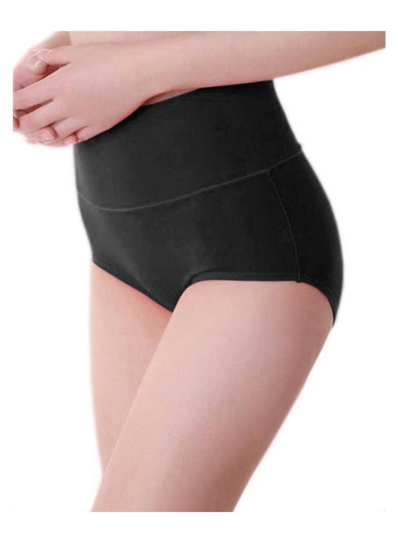 Glamroot Women's Cotton High Waist Full Coverage Tummy Control Panty (Pack Of 2), Black/Grey - Image 3