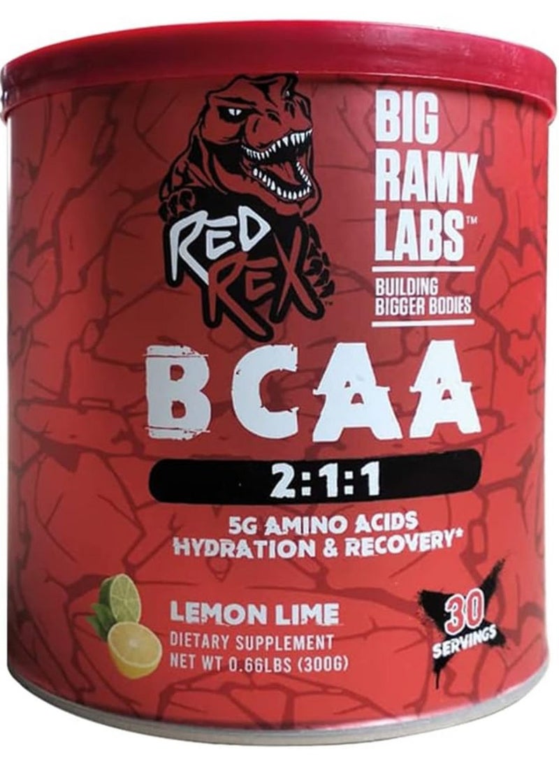 BIG RAMY LABS - Big Ramy Labs Red Rex BCAA, Enhancing Muscle Recovery, Prevent Muscle Breakdown, Lemon Lime Flavor, 300 Gm - Image 1