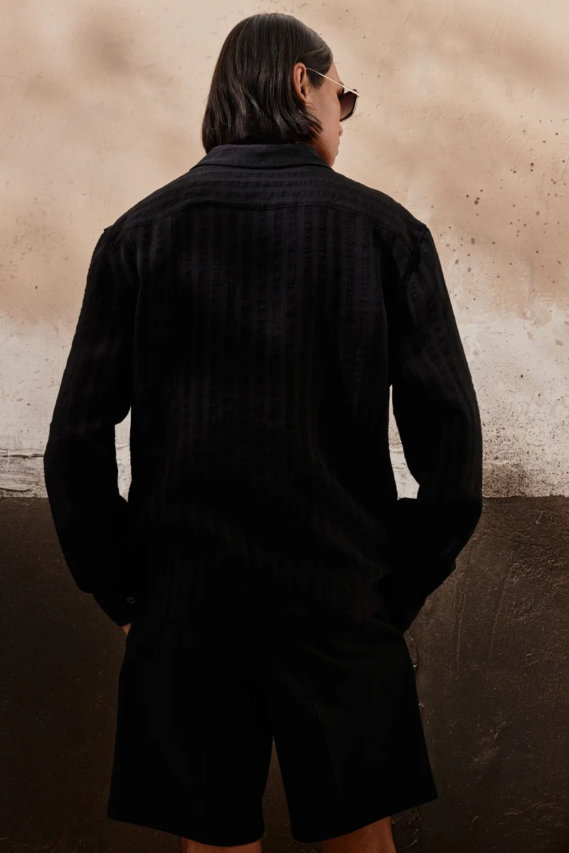H&M  Regular Fit Long-sleeved resort shirt for Men | Best Price UAE