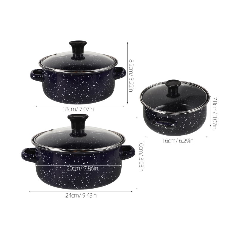 1 set of Enamel Cookware Enamel Stock Pot with Lid Cooking Pots Flat Bottom Stockpot - Image 3