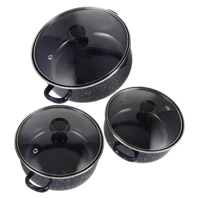 1 set of Enamel Cookware Enamel Stock Pot with Lid Cooking Pots Flat Bottom Stockpot - Image 1