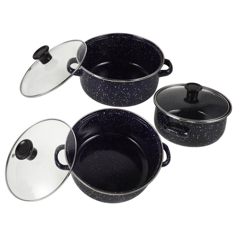1 set of Enamel Cookware Enamel Stock Pot with Lid Cooking Pots Flat Bottom Stockpot - Image 4