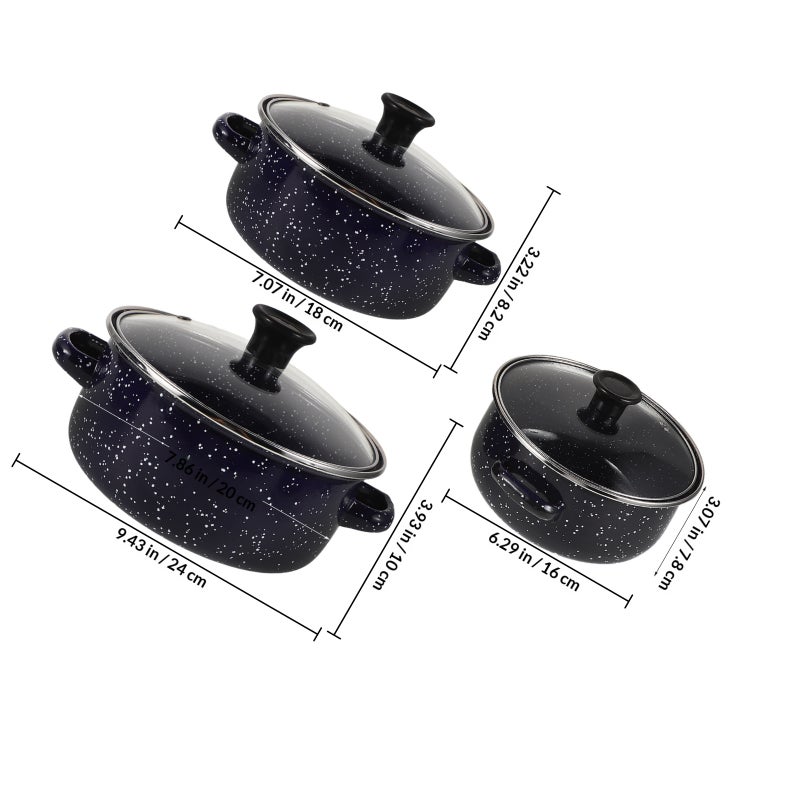 1 set of Enamel Cookware Enamel Stock Pot with Lid Cooking Pots Flat Bottom Stockpot - Image 2