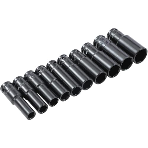 STARQ 10pcs Impact Socket Set 10–24MM with 1/2" Drive to 1/4" Hex Adapter Converter, Long Deep Sockets + Quick Release Chuck for Drill & Ratchet - Image 3