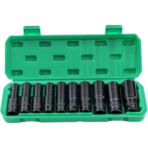 STARQ 10pcs Impact Socket Set 10–24MM with 1/2" Drive to 1/4" Hex Adapter Converter, Long Deep Sockets + Quick Release Chuck for Drill & Ratchet - Image 2
