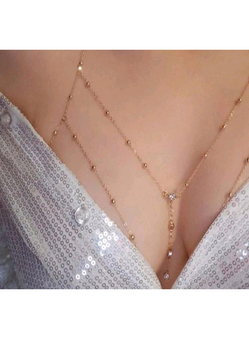 شي إن قلادة سلسلة الجسم البسيطة المرصعة بأحجار الراين قطعة واحدة للنساء - Image 1