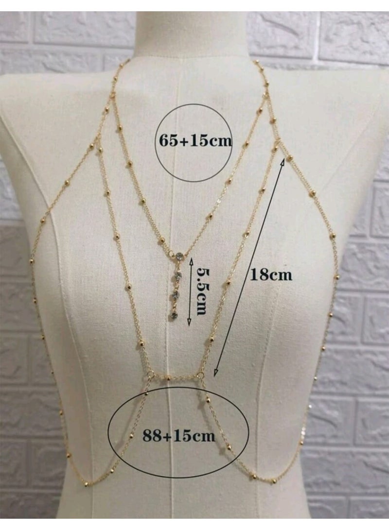 شي إن قلادة سلسلة الجسم البسيطة المرصعة بأحجار الراين قطعة واحدة للنساء - Image 3