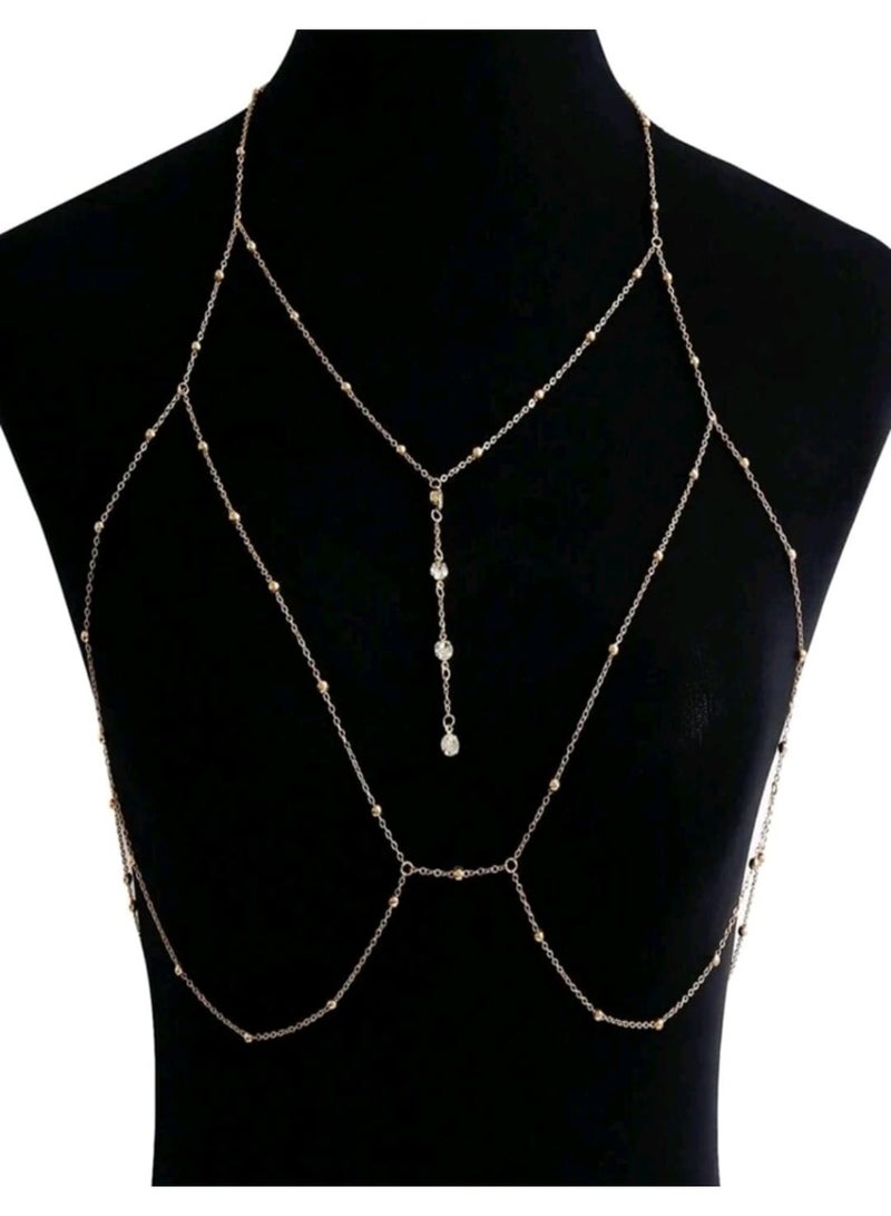 شي إن قلادة سلسلة الجسم البسيطة المرصعة بأحجار الراين قطعة واحدة للنساء - Image 4