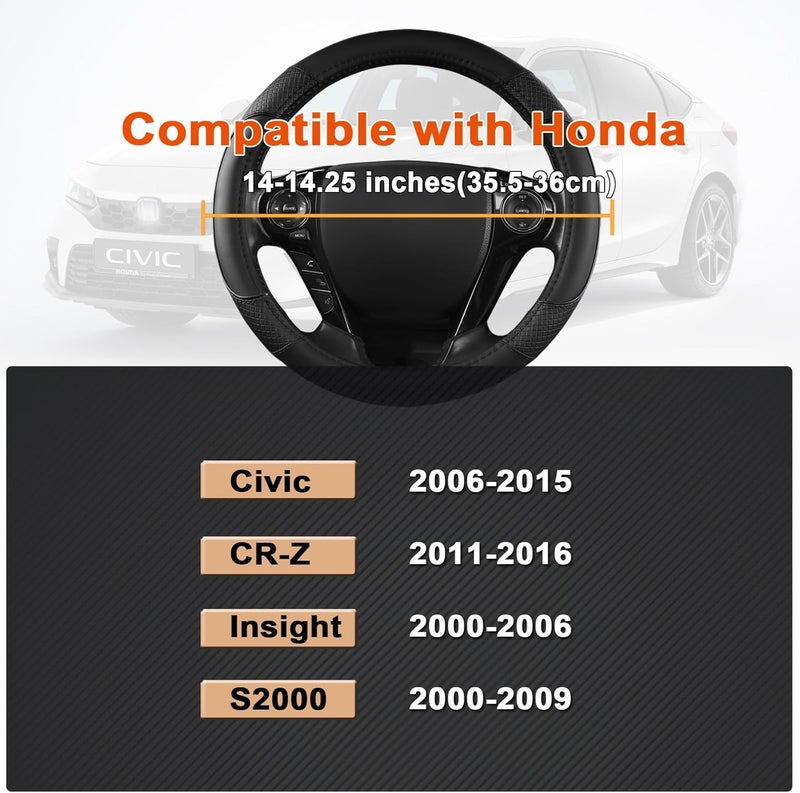 GIANT PANDA Steering Wheel Cover for Honda Civic(2006-2015),CR-Z, Insight, S2000 (Black-Small Size) - Image 3