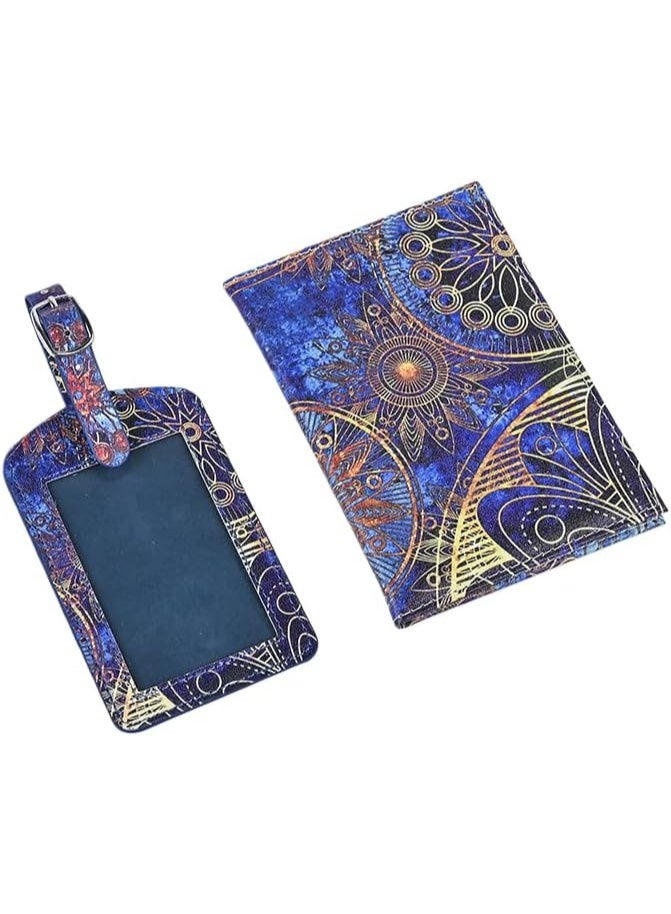 SHOWDAY Passport Holder & Luggage Tag Set, PU Leather Travel Passport Cover with Card Slots + ID Tag with Adjustable Strap, Lightweight Passport Wallet Organizer for Men - Image 1
