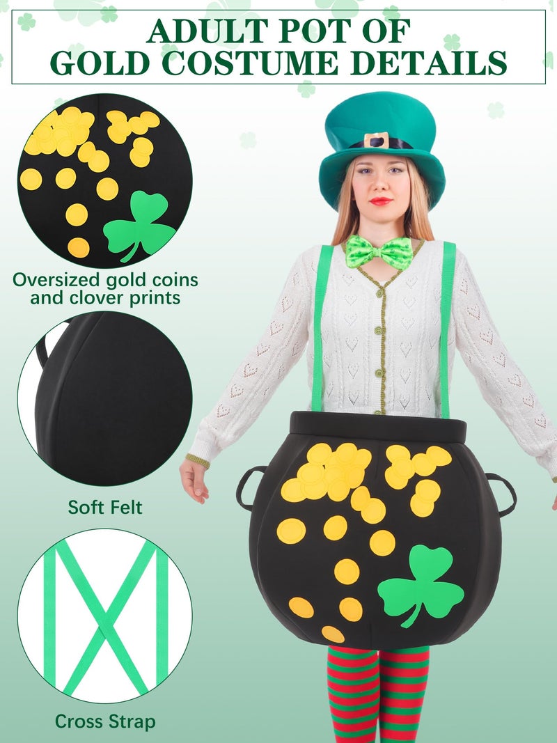 Breathffy St Patrick's Day Pot of Gold Costume Leprechaun Shoulder Strap Patrick and Gold Coins Shamrocks for Men Women - Image 3