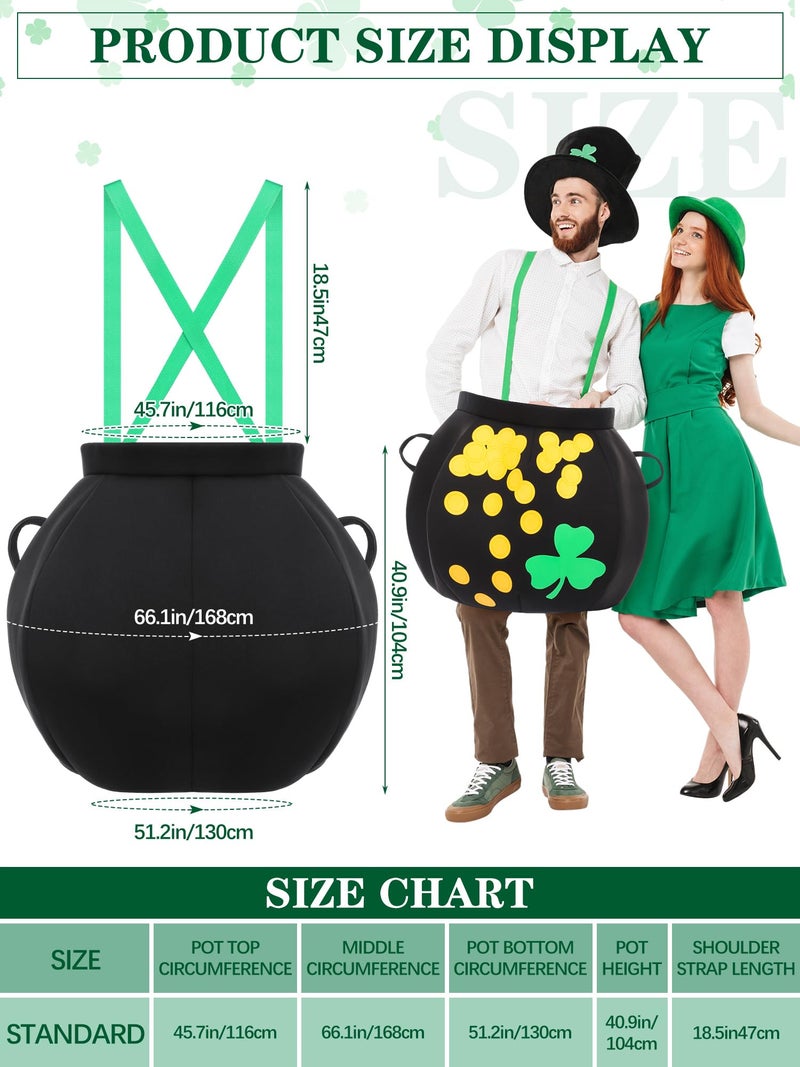 Breathffy St Patrick's Day Pot of Gold Costume Leprechaun Shoulder Strap Patrick and Gold Coins Shamrocks for Men Women - Image 2