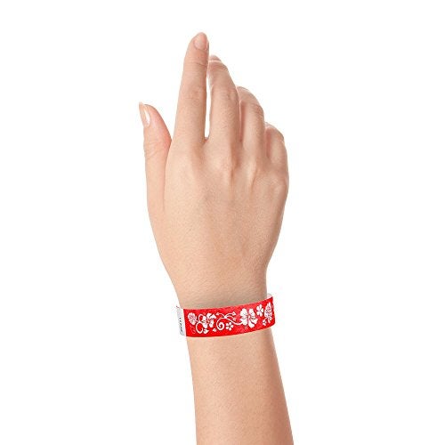Wristco 500 WristCo Red Hawaiian Flower Tyvek Wristbands for Events - Comfortable Tear Resistant Paper Bracelets ID Wrist Bands for Concerts Festivals Admission Party Identification - Image 4
