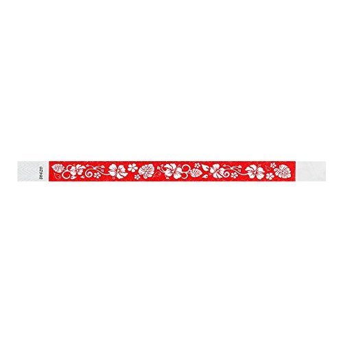 Wristco 500 WristCo Red Hawaiian Flower Tyvek Wristbands for Events - Comfortable Tear Resistant Paper Bracelets ID Wrist Bands for Concerts Festivals Admission Party Identification - Image 3
