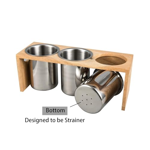 IMEEA Silverware Caddy Flatware Holder Stainless Steel Utensil Caddy Organizer with Wood Base for Countertop Parties Kitchen - Image 5