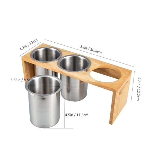 IMEEA Silverware Caddy Flatware Holder Stainless Steel Utensil Caddy Organizer with Wood Base for Countertop Parties Kitchen - Image 4
