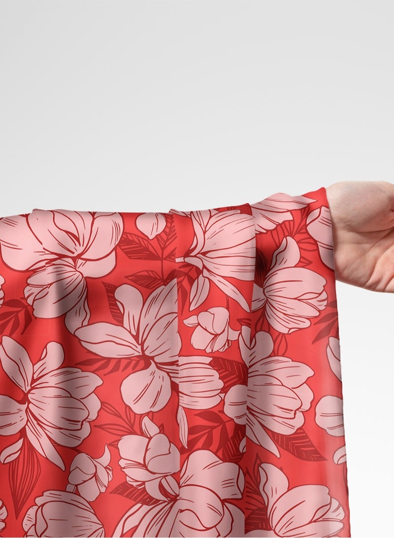 فيلاتو Ø¬Ù„Ø§Ø¨ÙŠØ© Ù…Ø®ÙˆÙŠØ± Ø¨ØªØµÙ…ÙŠÙ… Ø²Ù‡ÙˆØ± ÙˆØ±Ø¯ÙŠØ© Ø­Ù…Ø±Ø§Ø¡ Ù…Ù† Ù‚Ù…Ø§Ø´ Ø­Ø±ÙŠØ± Ø§Ù„Ù„ÙŠÙ„ Ø¹Ø±Ø§Ù…Ù†ÙŠ Ø¨Ø§Ù„ÙŠØ§Ø±Ø¯Ø©ØŒ Ø¹Ø±Ø¶ 58 Ø¨ÙˆØµØ© - Image 1