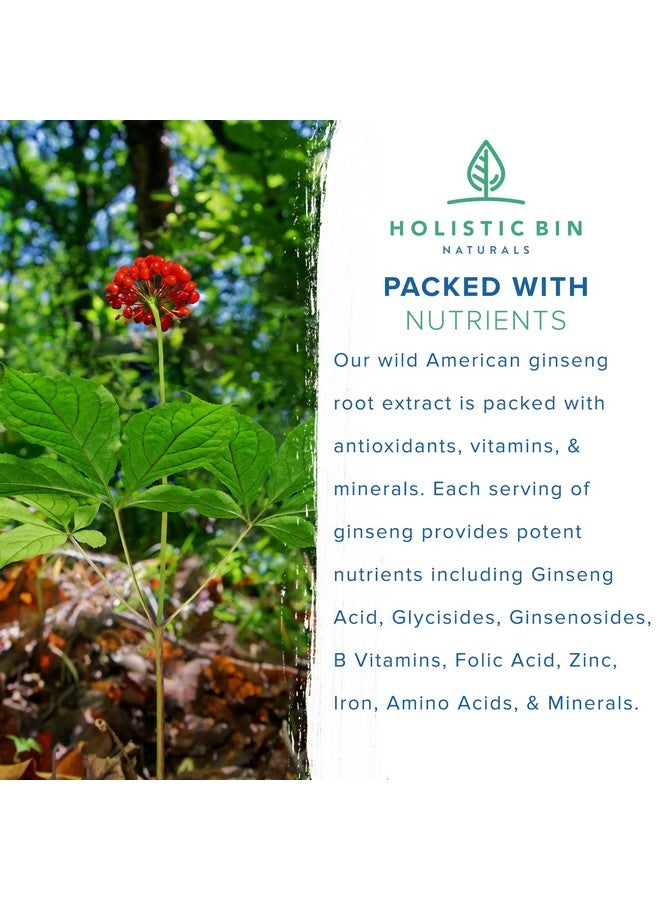 Holistic Bin Wild American Ginseng Capsules Pure Organic Ginseng Supplement Made With Wild Harvested 20+ Year Old Roots From Appalachia (Panax Quinquefolius) ; No Fillers Or Additives (40 Capsules) - Image 5