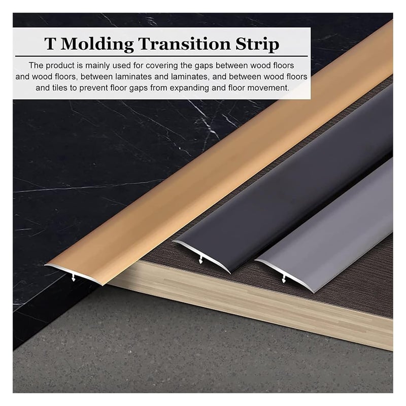 Floor Transition Strip Flooring Transition Strip T-Shape Flooring Partition Strip Smooth Transition Wide Wood Floor to Tile Transition Strips Decorate (Size : 90cm/35", Style : D) - Image 5