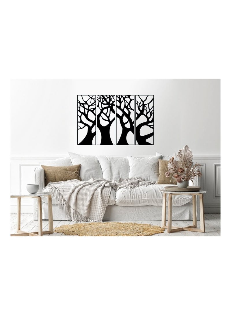 Home Gallery trees 4 panels Wood Wall art 80x120 Black - Image 1