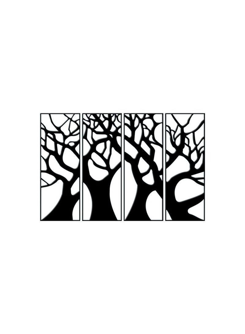 Home Gallery trees 4 panels Wood Wall art 80x120 Black - Image 2