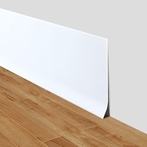 LSGCQ Flexible Baseboard Molding Trim 4 Inch x 40 Feet Self-Adhesive Vinyl Wall Base Peel and Stick Cove Base Rubber Wall Moulding Trim (White) - Image 1