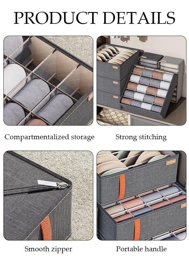 DUNISO 3pcs Wardrobe Clothes Organizer Sock Underwear Drawer Organizer Dividers Cell Foldable Fabric Dresser Closet Organizers and Storage Bins for Clothing, Baby Clothes, Bra, Panty, Scarf, Ties, Scarves  - Image 3