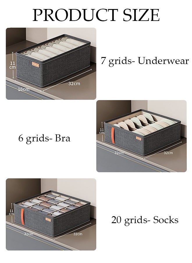 DUNISO 3pcs Wardrobe Clothes Organizer Sock Underwear Drawer Organizer Dividers Cell Foldable Fabric Dresser Closet Organizers and Storage Bins for Clothing, Baby Clothes, Bra, Panty, Scarf, Ties, Scarves  - Image 2