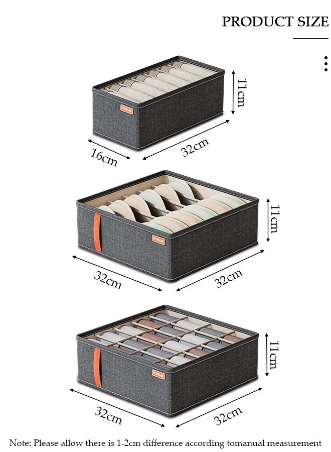 DUNISO 3pcs Wardrobe Clothes Organizer Sock Underwear Drawer Organizer Dividers Cell Foldable Fabric Dresser Closet Organizers and Storage Bins for Clothing, Baby Clothes, Bra, Panty, Scarf, Ties, Scarves - Image 3