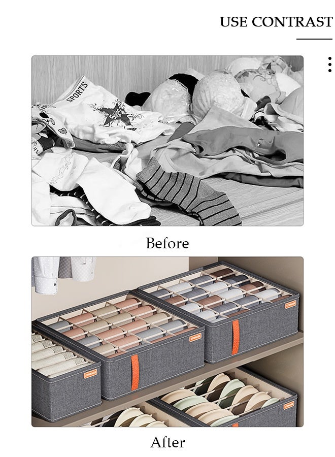 DUNISO 3pcs Wardrobe Clothes Organizer Sock Underwear Drawer Organizer Dividers Cell Foldable Fabric Dresser Closet Organizers and Storage Bins for Clothing, Baby Clothes, Bra, Panty, Scarf, Ties, Scarves - Image 5