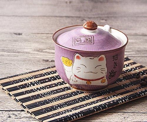 MISS TUTU Ceramics Japanese Maneki Neko Lucky Cat Sugar Salt Pepper Storage Jar with Lid And Spoon - Image 3