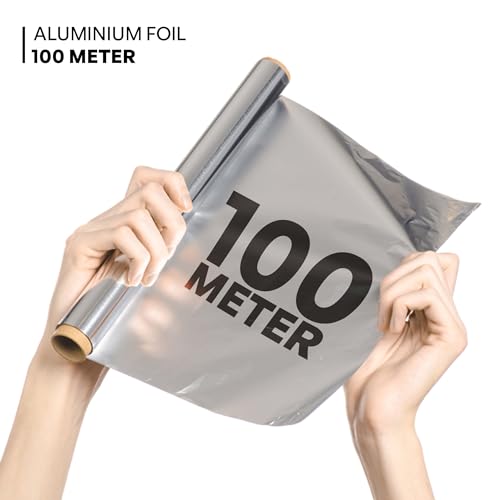 House Wrap Aluminium Foil 100 m, Aluminium Foil Paper for Food Packing, Cooking, Baking | Super Saver Family Pack | Foil Paper for Food Wrap 11 Microns (Pack of 1) - Image 2