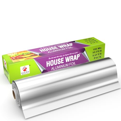 House Wrap Aluminium Foil 100 m, Aluminium Foil Paper for Food Packing, Cooking, Baking | Super Saver Family Pack | Foil Paper for Food Wrap 11 Microns (Pack of 1) - Image 1