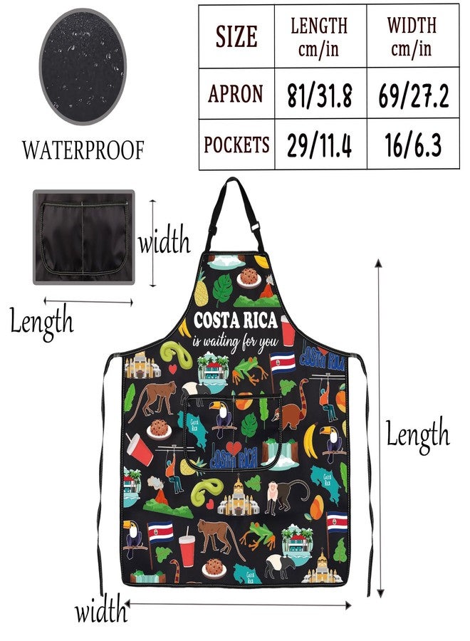 MNIGIU Costa Rica Symbols Cooking Apron Costa Rica Adjustable Kitchen Apron North America Travel Merch BBQ Master Gift - Image 2