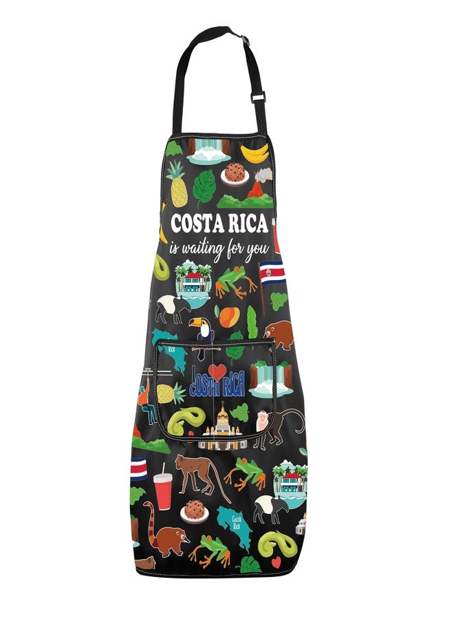 MNIGIU Costa Rica Symbols Cooking Apron Costa Rica Adjustable Kitchen Apron North America Travel Merch BBQ Master Gift - Image 1