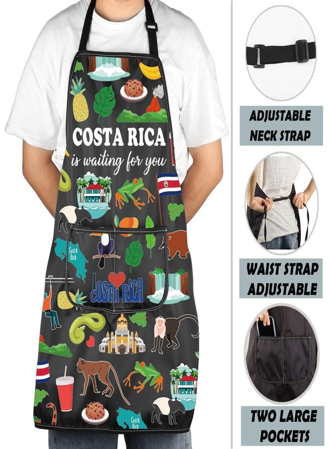 MNIGIU Costa Rica Symbols Cooking Apron Costa Rica Adjustable Kitchen Apron North America Travel Merch BBQ Master Gift - Image 4