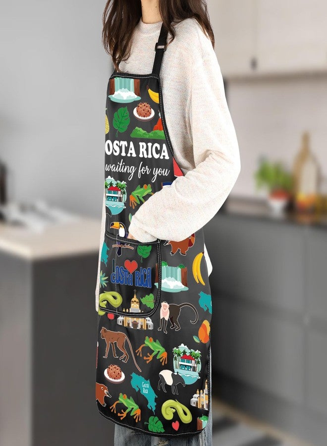 MNIGIU Costa Rica Symbols Cooking Apron Costa Rica Adjustable Kitchen Apron North America Travel Merch BBQ Master Gift - Image 5