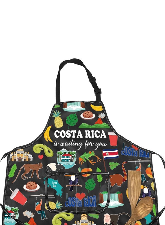 MNIGIU Costa Rica Symbols Cooking Apron Costa Rica Adjustable Kitchen Apron North America Travel Merch BBQ Master Gift - Image 3