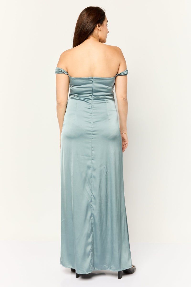 Lulus Women Plain Wedding Guest Maxi Dress, Aegean Teal - Image 4